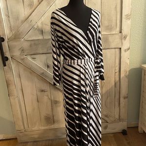 Long Maxi Dress by INC size P/XL black and white stripe
